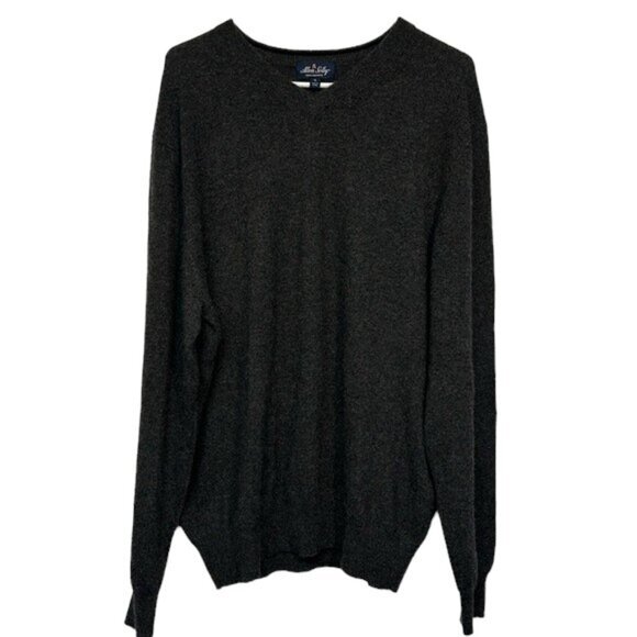 Vintage Allen Solly Charcoal Gray V-Neck 100% Cashmere Pullover Sweater Size XL - Picture 1 of 6